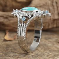 Bohemian Retro Style Blue Crystal Inlaid Turquoise Ring