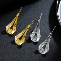 Vintage Style Hollow Geometric Hammered Pendant Earrings