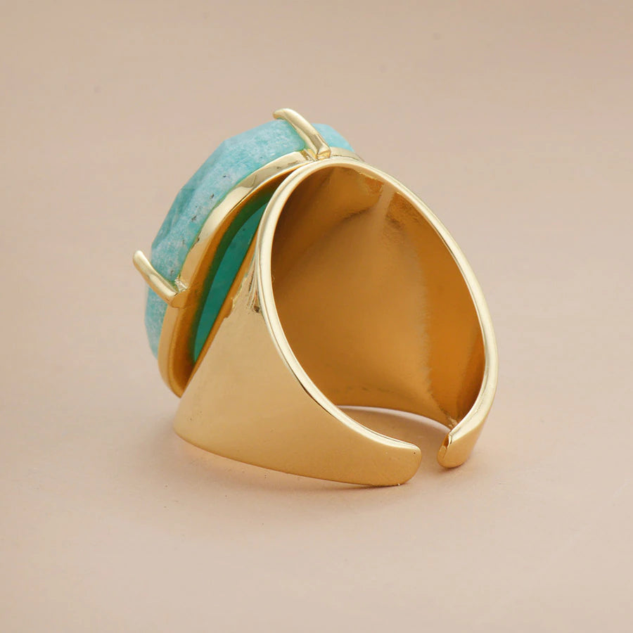 Adjustable Amazonite Statement Band Ring