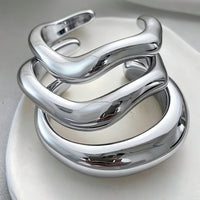 Vintage Sculptural Silver Plated Plastic Bangle Cuff Bracelet