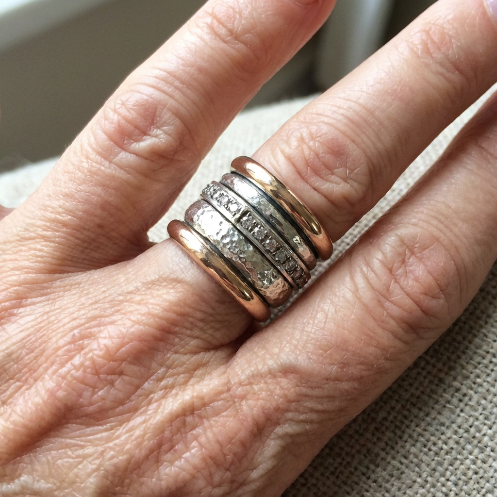 Thick Vintage Ring in Gold and Silver