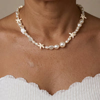 Coastal Turquoise Pearl Layered Chain Necklace