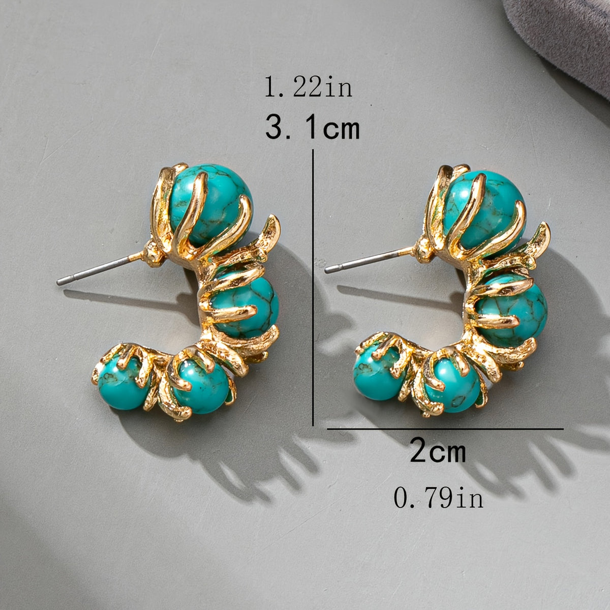 Vintage Turquoise Beaded Flower Design Earrings