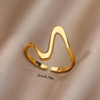 Minimal Design Wave-Style Gold Adjustable Ring Set