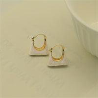 Elegant Retro Style Handbag Design Enamel Hoop Earrings