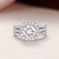 Elegant Zirconia Single Stone Side Micro Pave Rings