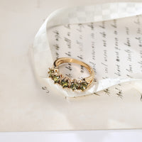 Vintage Style Olive Green Cubic Zirconia Ring