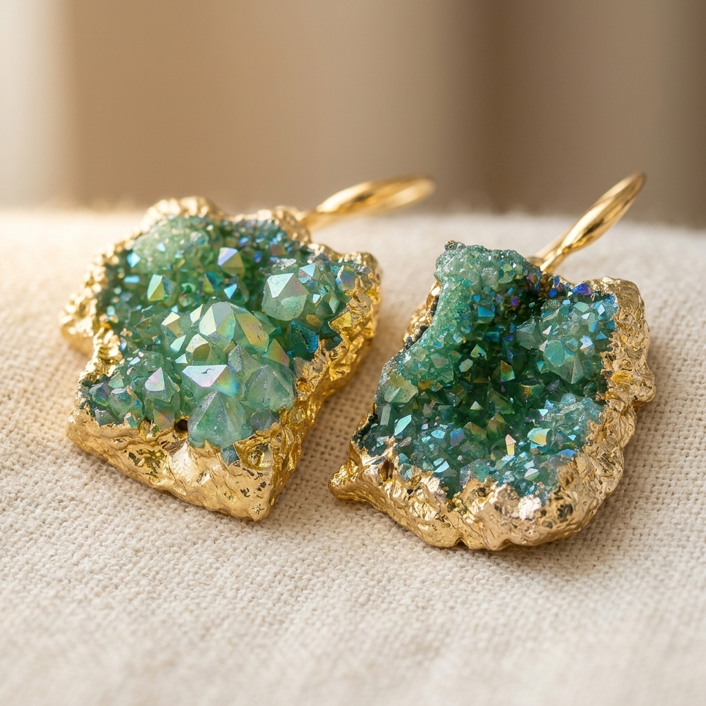 Jewelry - Nl/2 Stuks Klassieke Elegante Natuurlijke Cluster Koperen Oorbellen Irregulaire Vorm En Grootte Geschikt Voor Dagelijks Gebruik Cadeaus En Gelegenheden Een Tijdloze Bijdrage Aan Sieradenverzameling