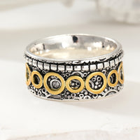 Retro Two-Tone Copper and Silver Multi-Circle Ring