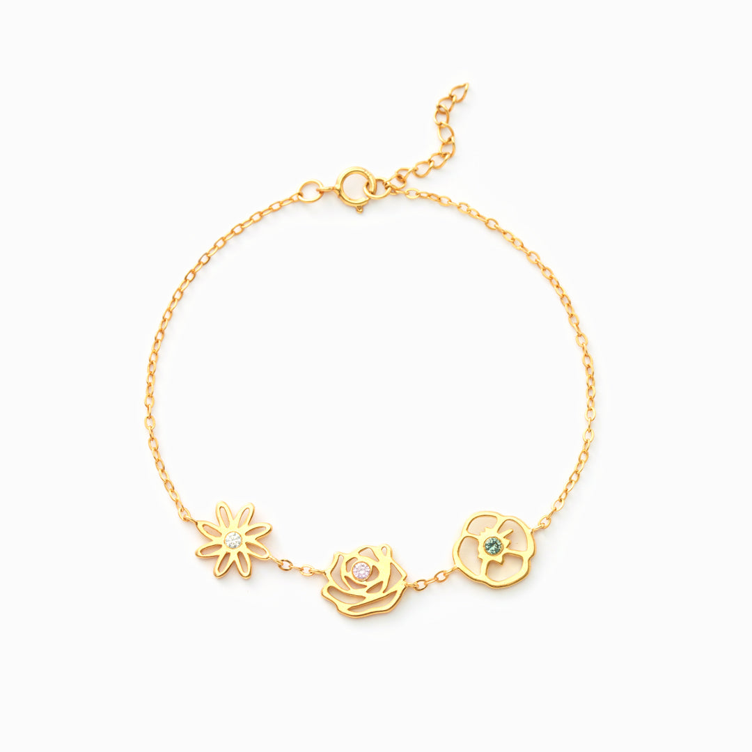 Birth Flowers Bracelet-Meaningful Family Jewelry