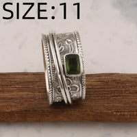 Vintage Bohemian Wide Band Zirconia Silver Plated Ring