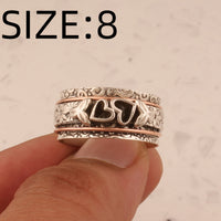 Vintage Style Butterfly Heart Silver Plated Spinner Ring