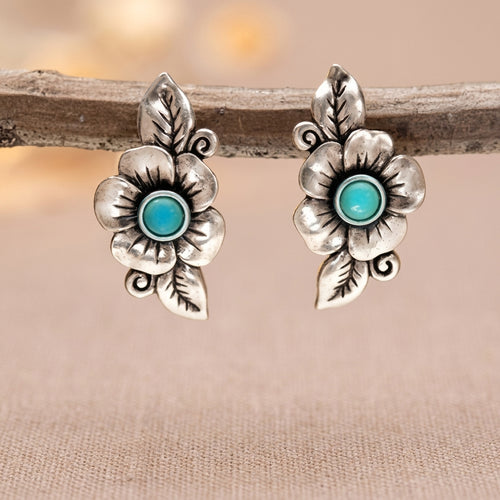 1 Pair Flower Leaf Earrings Hot Selling Vintage Style Mens Earrings Fashionable Vintage Ethnic Style Exquisite Versatile Youth Birthday Gift For Men And Women Valentines Day Gift For Girlfriend Earrings