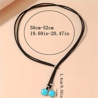 Minimalist Boho Turquoise Round Beads Adjustable Choker Necklace