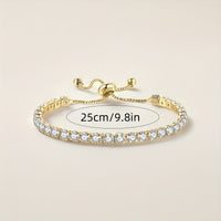 Elegant Gold Plated Zirconia Diamond Adjustable Tennis Bracelet