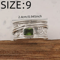 Vintage Bohemian Wide Band Zirconia Silver Plated Ring