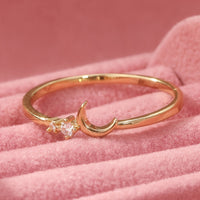 Vintage Style Half Moon Inlaid Zirconia Stackable Ring Set