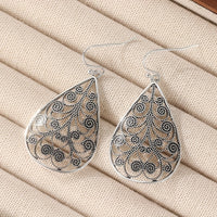 Elegant Retro Teardrop Ethnic Style Threaded Print Earrings