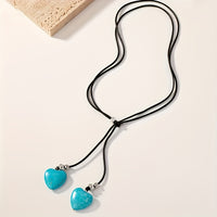 Vintage Bohemian Style Turquoise Heart Necklace and Earring Set