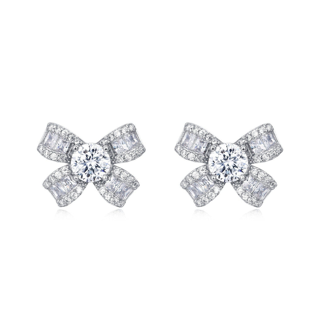 925 Sterling Silver Elegant Floral Moissanite Earrings With Radiant Ce