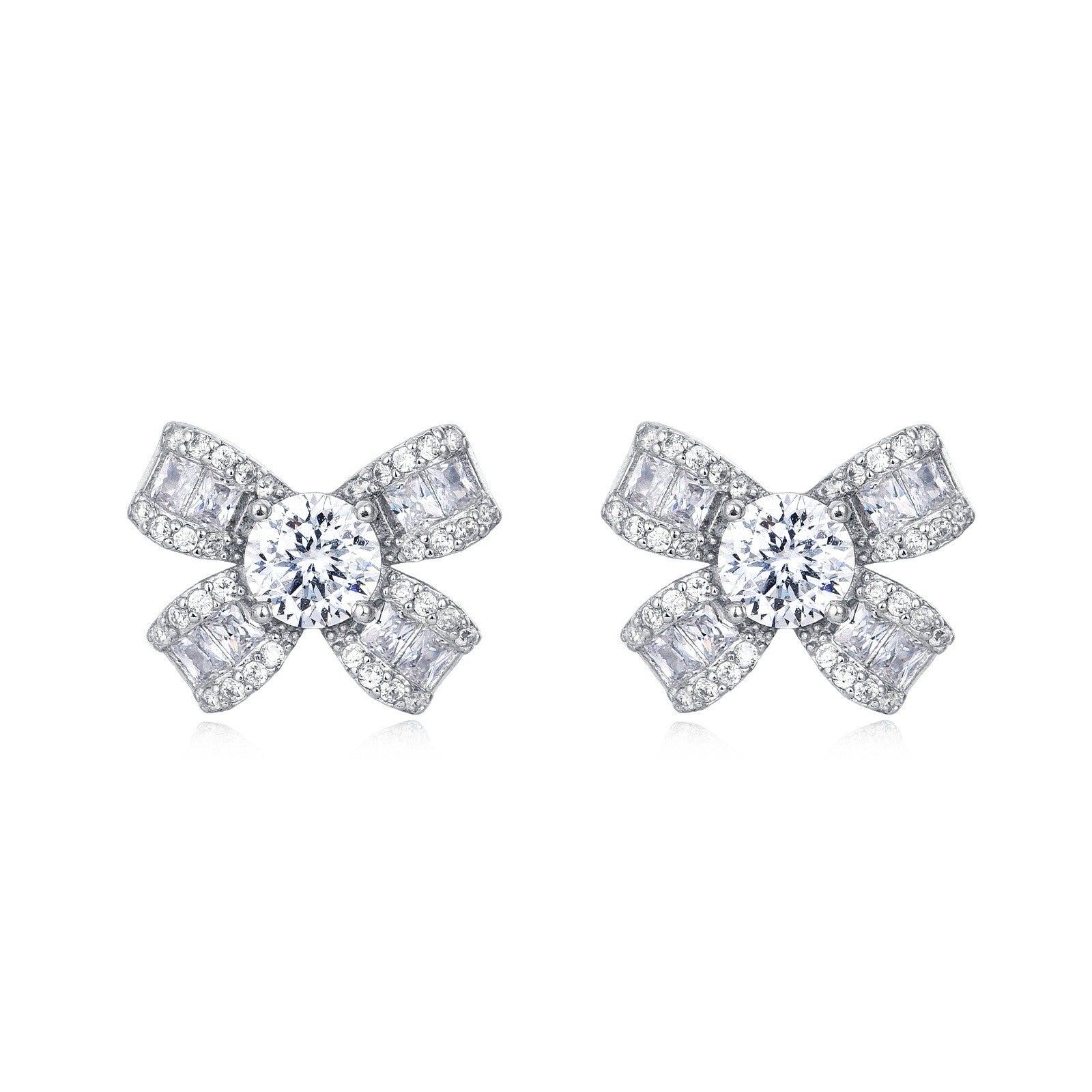 925 Sterling Silver Elegant Floral Moissanite Earrings With Radiant Ce