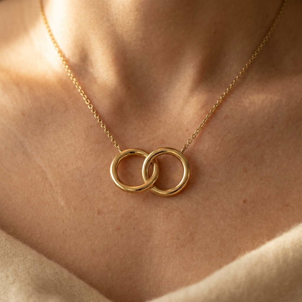 Punk Layered Chain Necklace With Interlocking Rings
