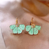 Elegant French Four-Petal Flower Drop Earrings