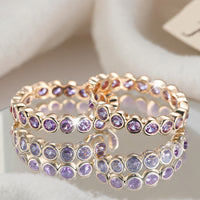 Elegant Ethnic Style Purple Zirconia Crystal Hoop Earrings