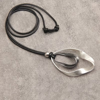 Elegant Modern Mixed-Metal Abstract Pendant Necklace