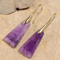 Elegant Natural Stone Amethyst Inverted Trapezoid Earrings