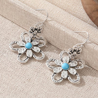 Vintage Bohemian Turquoise Flower Drop Earrings