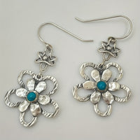 Vintage Bohemian Turquoise Flower Drop Earrings