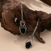 Vintage Round Glass Zinc Alloy Artisan Drop Earrings