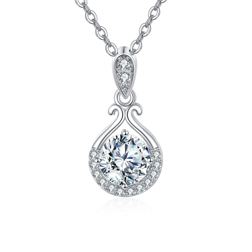 925 Sterling Silver Elegant Moissanite Pendant Necklace With Classic T