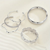 Vintage Stackable Silver Plated Cuff Bangle Bracelet Set