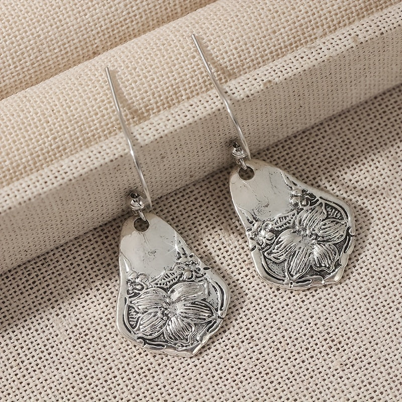 Antique Silvery Spoon Dangle Earrings
