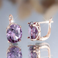 Elegant Boho Style Purple Cubic Zirconia Drop Earrings
