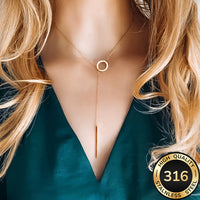 Modern Gold Y-Drop Necklace in Stainless Steel