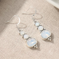 Vintage Bohemian Moonstone Long Dangle Earrings
