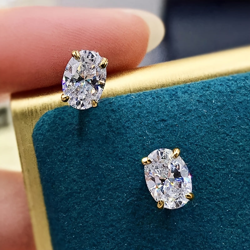 Simple Shiny Oval Stud Earrings For Women Versatile And Elegant Classic Jewelry Accessories