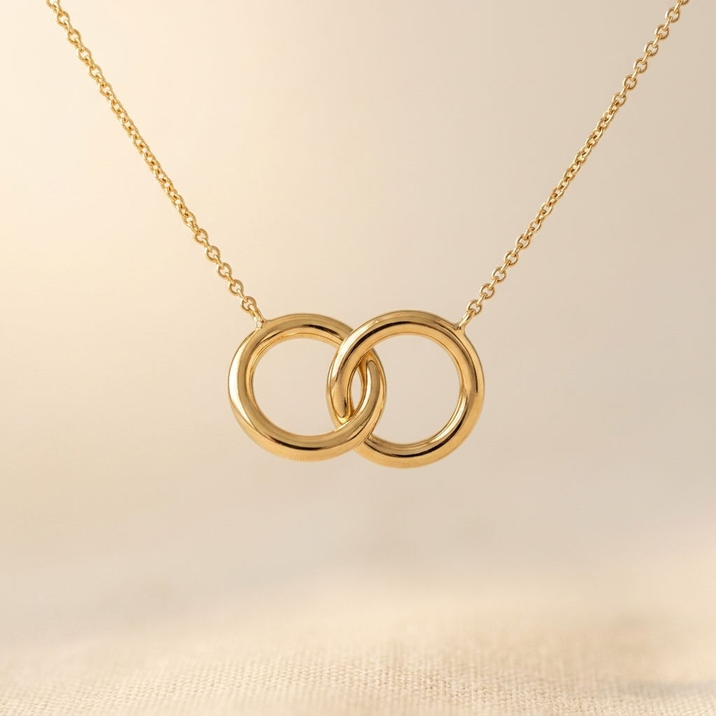 Punk Layered Chain Necklace With Interlocking Rings