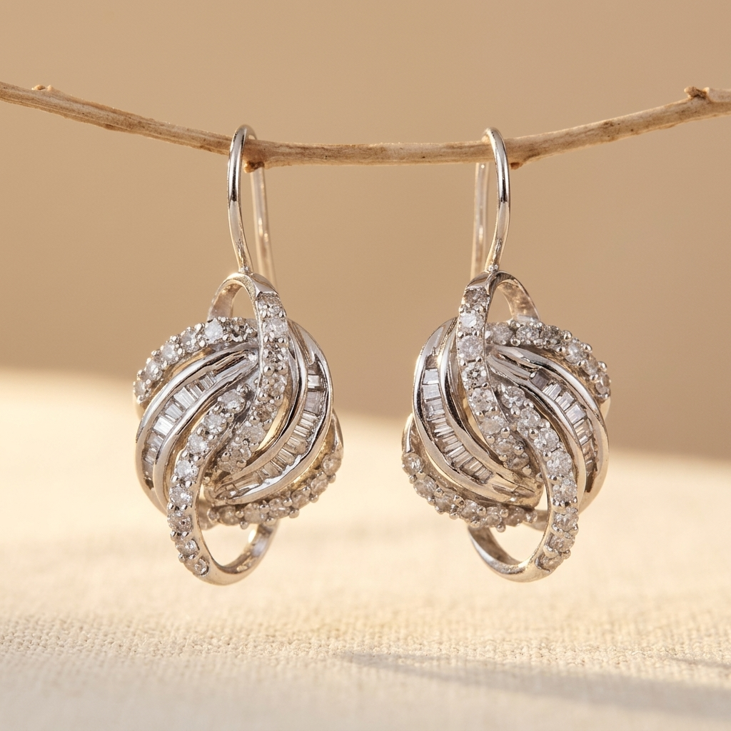 A Pair Of Trendy Geometric Line Wrapped Earrings Fashionable And Ladies Ear Accessories Copper Set Synthetic Zirconia Earrings Shiny Luxurious Ladies Earrings Party Banquet Accessories