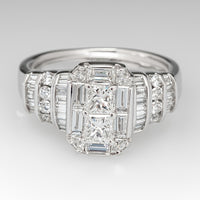 Elegant Silver Plated Bridal Style Square Zirconia Ring
