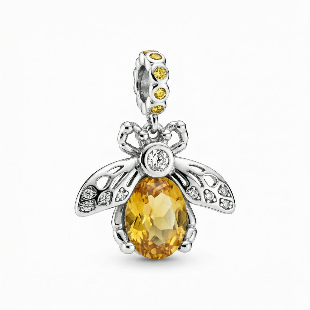 Earring - Wholesale 925 Sterling Silver AAA CZ Bee Dangle Charms for Bracelet fo