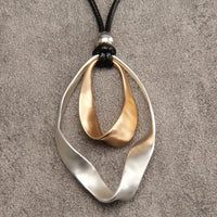 Elegant Modern Mixed-Metal Abstract Pendant Necklace