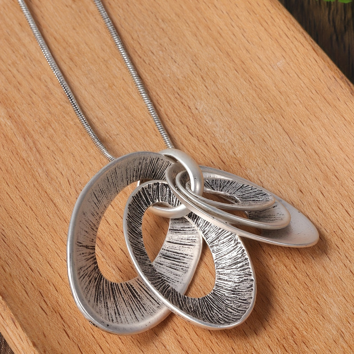 Vintage Silvery Multi Layer Necklace And Earrings Set
