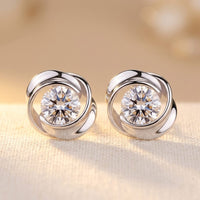 Rotating Love Heart Stud Earrings