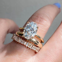 Elegant Oval Cut Zirconia Engagement Stacked Ring Set
