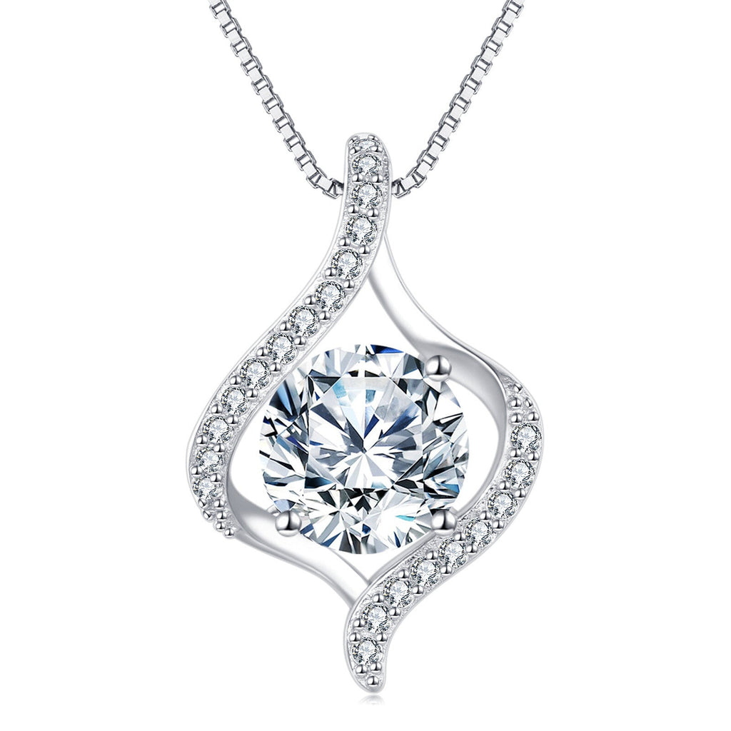 925 Sterling Silver Elegant Moissanite Pendant Necklace With Twisted D