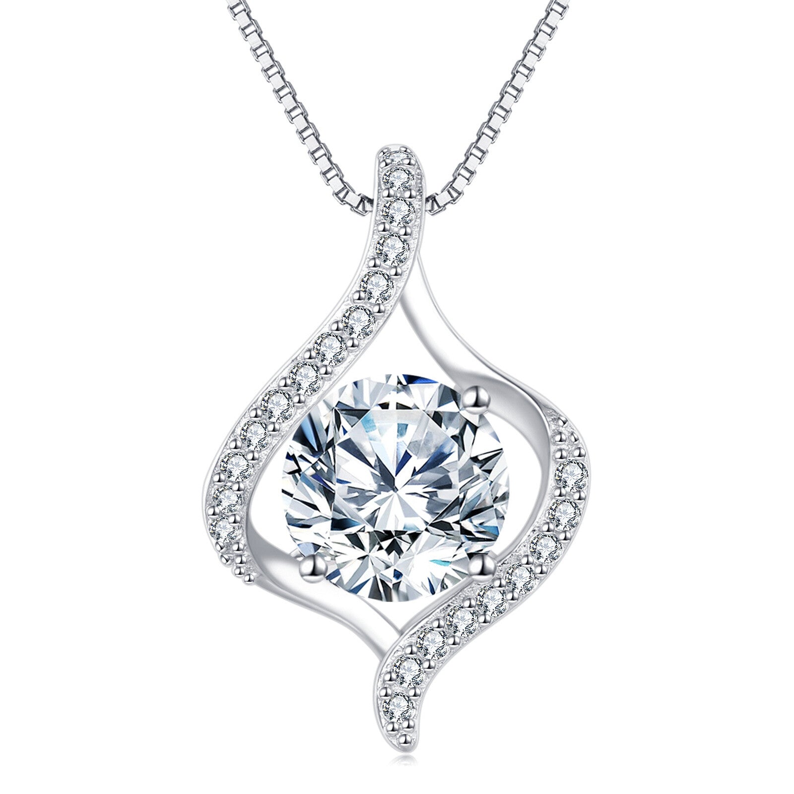 925 Sterling Silver Elegant Moissanite Pendant Necklace With Twisted D